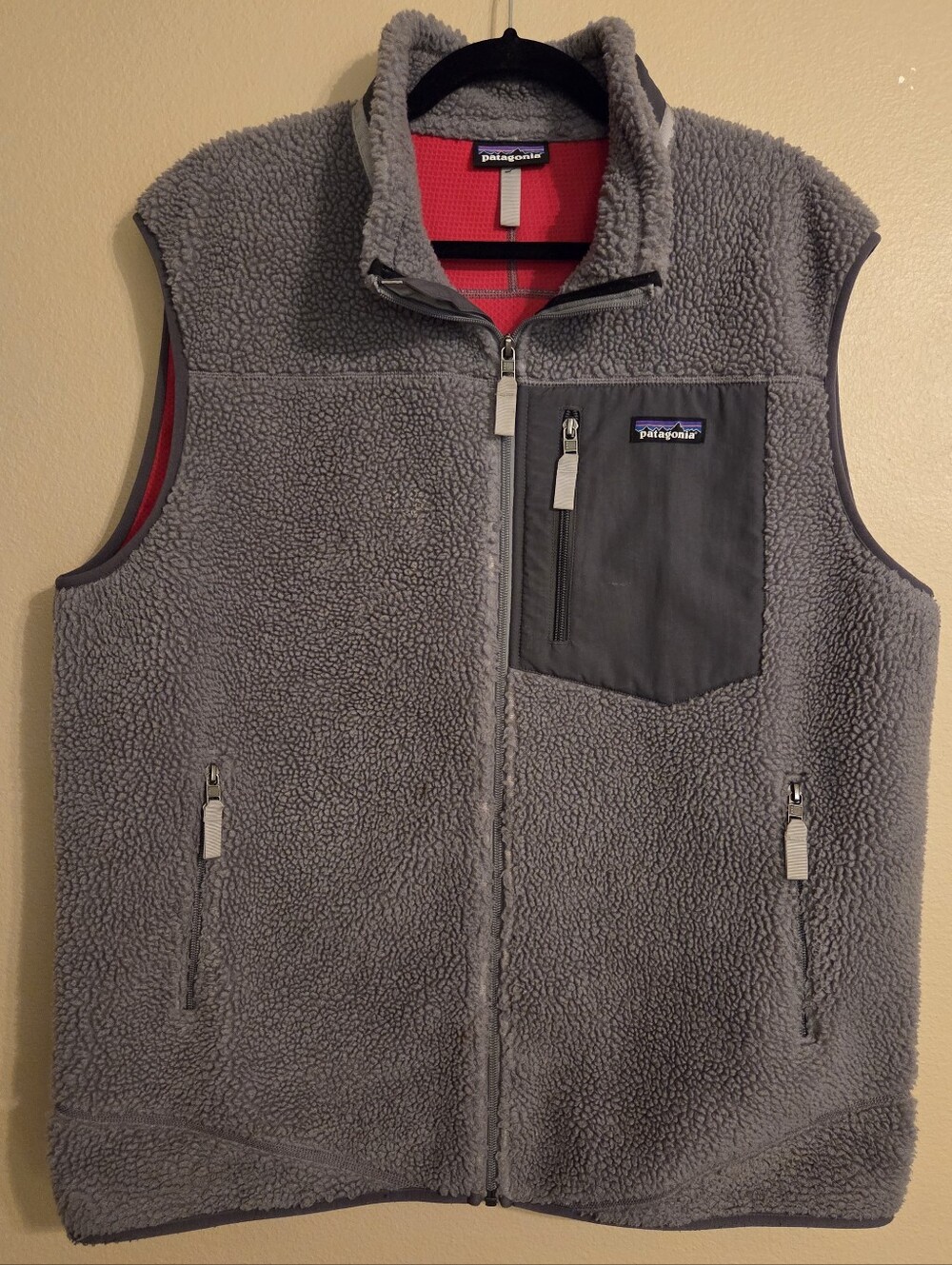 PATAGONIA Classic Retro -X Fleece Gray Pile Sherpa Full Zip Lined Gorpcore Vest